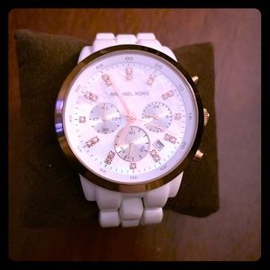 Michael Kors Watch: white and rose gold.